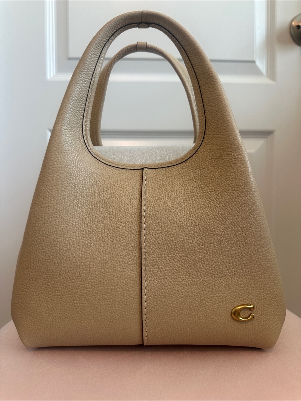Coach Lana 23 - Pebbled Leather Small Taupe Top-Handle Tote - Picture 1 of 5